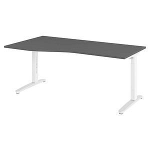 HAMMERBACHER VXB18 höhenverstellbarer Schreibtisch grafit Trapezform, C-Fuß-Gestell weiß 180,0 x 80,0/100,0 cm