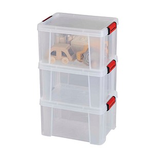 3 PAPERFLOW CLIP`N STORE Aufbewahrungsboxen 17,0 l transparent 38,0 x 29,0 x 22,0 cm