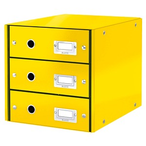 LEITZ Schubladenbox Click & Store gelb DIN A4 mit 3 Schubladen