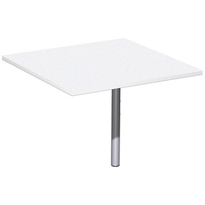 4038933501222 - 4 Fuß Flex Verkettungsplatte Volleck 90° mit Stützfuß mit Kabelführung inkl Verkettungsmaterial höhenverstellbar 800x800x680-800 Weiß Silber