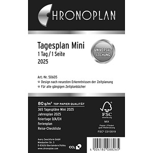 4004182088265 - Kalendereinlage 50605 Tagesplan 1 Tag   1 Seite 79x125mm (Mini) 2025 4004182088265 Chronoplan
