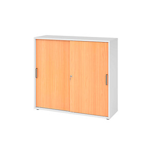 HAMMERBACHER Schiebetürenschrank 1753S, V1753S/W/6/SG buche, weiß 2 Fachböden 120,0 x 40,0 x 110,0 cm