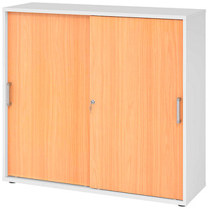 HAMMERBACHER Schiebetürenschrank 1753S, V1753S/W/6/CE buche, weiß 2 Fachböden 120,0 x 40,0 x 110,0 cm