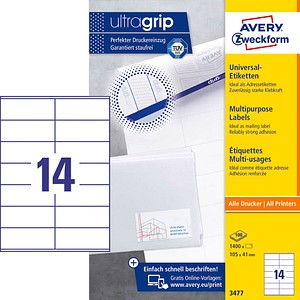 1.400 AVERY Zweckform Etiketten 3477 weiß