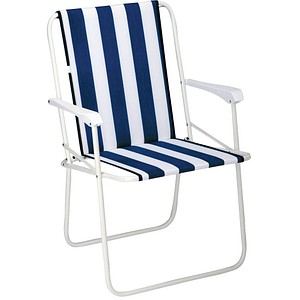 BEST Klappstuhl mit Armlehnen Chiemsee weiß, blau, Metall, 1 St.