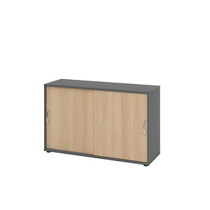 HAMMERBACHER Schiebetürenschrank 1752S, V1752S/G/E/BM eiche, grafit 1 Fachboden 120,0 x 40,0 x 74,8 cm