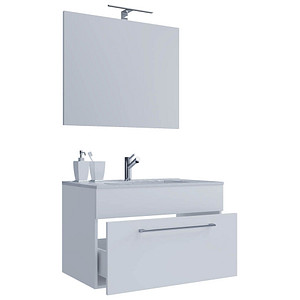 4051814380525 - 3-tlg Waschplatz Waschtisch Waschbecken Unterschrank Breite 80 cm Badmöbel Set hängend mit einer Schublade Spiegel Badinos 4051814380525 - 3-tlg Waschplatz Waschtisch Waschbecken Unterschrank Breite 80 cm Badmöbel Set hängend mit einer Schublade Spiegel Badinos