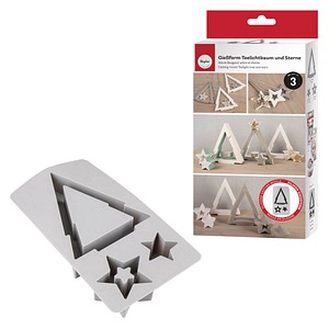 4006166935657 - Gießform Silikon Teelichtbaum und Sterne grau