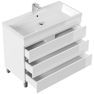 4251982673812 - POSSEIK Waschbecken mit Unterschrank FELLINI 100 weiß glanz 1000 x 480 x 835 cm