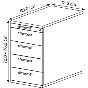 4032062185353 - Standcontainer Breno 13333 Utensilienschub B 428 x T 800 x H 720-760 mm Spanplatte Lichtgrau