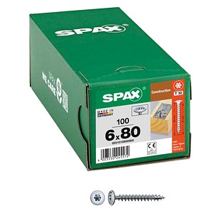 4003530245572 - Hiforce 6 x 80 mm 100 Stück Vollgewinde Tellerkopf t-star plus T30 4CUT wirox - 0251010600805 - Spax