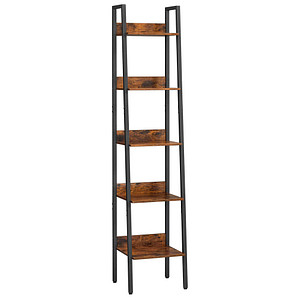 0194343032726 - VASAGLE Bücherregal Leiterregal mit 5 Ablagen 30 x 338 x 170 cm offen Standregal schmal für Wohnzimmer Schlafzimmer Küche Büro