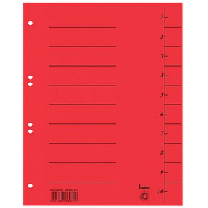 bene Trennblätter 1-10 rot DIN A4 Kraftkarton 250 g/qm