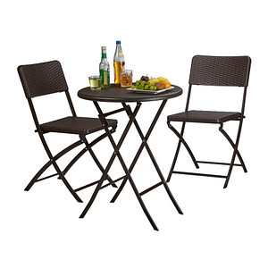4052025970444 - relaxdays Sitzgruppe   braun Kunststoff Metall 3-teilig
