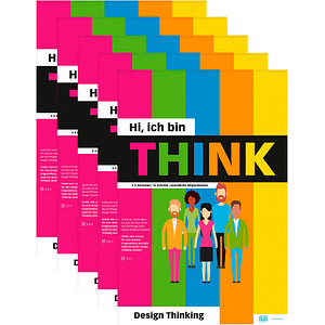 PLAYROOM Flipchart-Arbeitsblöcke Think Flip DE Workshopvorlage 65,0 x 97,0 cm, 14 Blatt (80 g/qm), 5 Blöcke