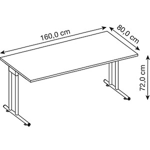 4032062322116 - Schreibtisch VNS 74cm (H) 160x80cm (BxT) Graphit   silber 4032062322116 Hammerbacher