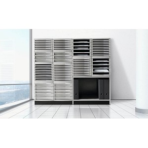 4012473151000 - - Schubladenbox contur 10 Schubladen din A4 din B4 din C4 Polystyrol Gehäusefarbe lichtgrau Farbe der Schublade dunkelgrau