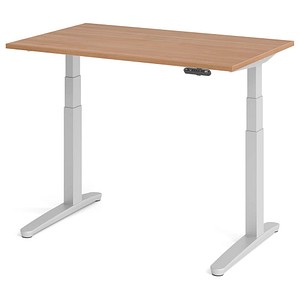 HAMMERBACHER XBHM12 elektrisch höhenverstellbarer Schreibtisch nussbaum rechteckig, C-Fuß-Gestell silber 120,0 x 80,0 cm