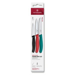 7613329191903 - 3 VICTORINOX Gemüsemesser Swiss Classic silber grün silber rot silber schwarz 7613329191903 - 3 VICTORINOX Gemüsemesser Swiss Classic silber grün silber rot silber schwarz