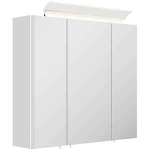 4251982674246 - Spiegelschrank 70cm inkl Design LED-Lampe und Glasböden weiss hochglanz