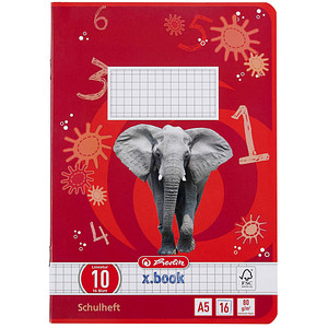 4008113321001 - Schulheft 3321007 xbook Lineatur 10   kariert mit weißem Rand A5  80g rot 16 Blatt   32 Seiten 4008113321001 Herlitz