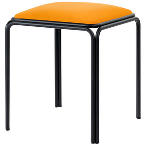 3660141959185 - Meet by Paperflow Hocker Bistro Stahl mit Kunstlederbezug Sitzhöhe 495 mm B 420 x T 420 x H 495 mm 4 Stück schwarz safran 3660141959185 - Meet by Paperflow Hocker Bistro Stahl mit Kunstlederbezug Sitzhöhe 495 mm B 420 x T 420 x H 495 mm 4 Stück schwarz safran