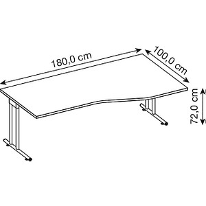 4032062134696 - HAMMERBACHER Prokura Schreibtisch weiß Trapezform C-Fuß-Gestell silber 1800 x 800 1000 cm 4032062134696 - HAMMERBACHER Prokura Schreibtisch weiß Trapezform C-Fuß-Gestell silber 1800 x 800 1000 cm