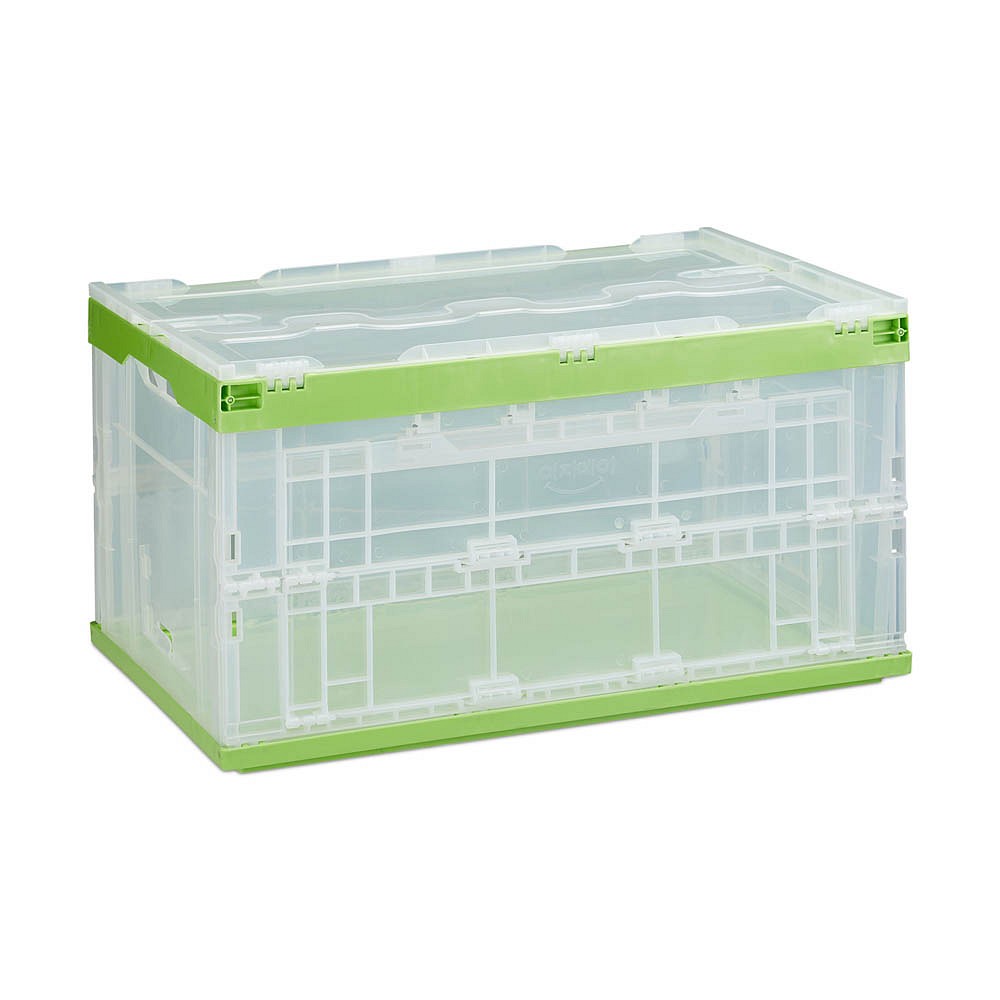 relaxdays Klappbox 60,0 l transparent/grün 59,5 x 39,5 x 31,5 cm >>  büroshop24