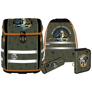 4017245965892 - Schulranzen-Set PERFECTO STAR WARS MANDALORIAN Kunstfaser olivgrün