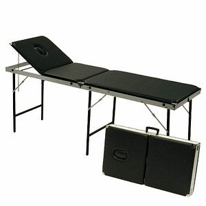 Massageliege schwarz Kopfteil verstellbar