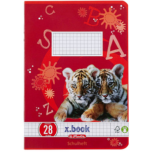 4008110475639 - Schulheft 11322625 xbook Lineatur 28   kariert mit Rand innen außen A5 80g rot 16 Blatt   32 Seiten 4008110475639 Herlitz