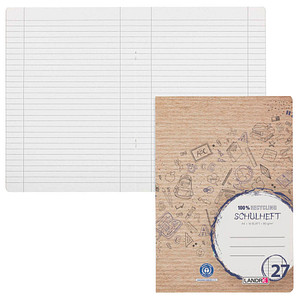 LANDRÉ® Schulheft Recycling Lineatur 27 liniert DIN A4 Innen- und Außenrand, 16 Blatt, 1 St.