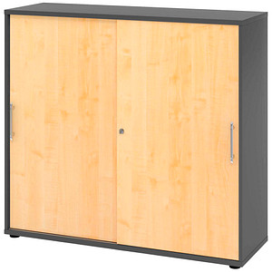 HAMMERBACHER Schiebetürenschrank, V1753S/G/3/RE ahorn, grafit 2 Fachböden 120,0 x 40,0 x 110,0 cm