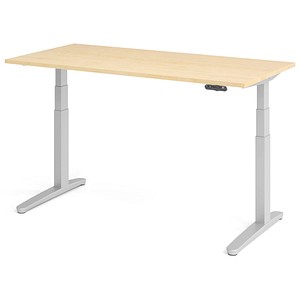 HAMMERBACHER XBHM16 elektrisch höhenverstellbarer Schreibtisch ahorn rechteckig, C-Fuß-Gestell silber 160,0 x 80,0 cm