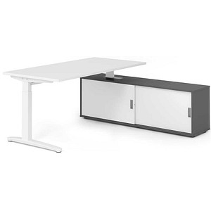 HAMMERBACHER XBE16SB höhenverstellbarer Schreibtisch weiß rechteckig, C-Fuß-Gestell weiß 160,0 x 80,0 cm
