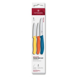 7613329191910 - 3 VICTORINOX Gemüsemesser Swiss Classic silber blau silber gelb silber orange