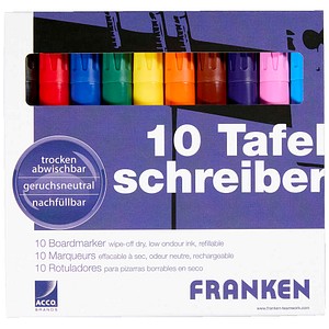 Franken Boardmarker-Set Z1901, Etui, 10-farbig sortiert, 2-6mm Rundspitze 4016946019019 Franken 10 Stück