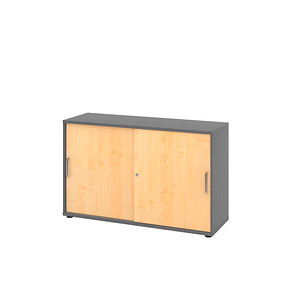 HAMMERBACHER Schiebetürenschrank 1752S, V1752S/G/3/SG ahorn, grafit 1 Fachboden 120,0 x 40,0 x 74,8 cm