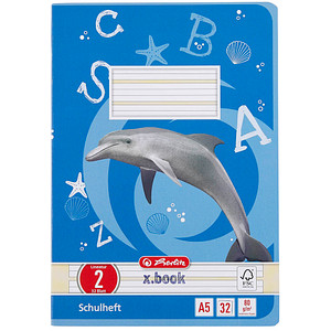 4008110340029 - Schulheft 340026 xbook Lineatur 2   Schreiblern-Lineatur A5  80g blau 32 Blatt   64 Seiten 4008110340029 Herlitz