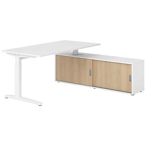HAMMERBACHER XBE16SB höhenverstellbarer Schreibtisch weiß rechteckig, C-Fuß-Gestell weiß 160,0 x 80,0 cm