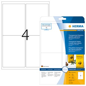 100 HERMA Folienetiketten 8019 transparent 99,1 x 139,0 mm