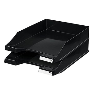 4012473112940 - Ablagekorb Klassik für Format A4 C4 mit Beschriftungsfeld stapelbar B 255 x T 348 x H 65 mm Kunststoff schwarz 10 Stück
