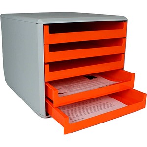 M&M Schubladenbox orange DIN A4 mit 5 Schubladen