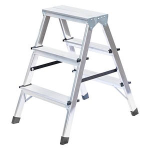 MUNK Stehleiter 11163, 2x 3 Stufen, silber, Aluminium 4031405111639 MUNK