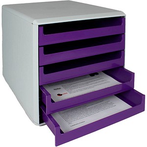 M&M Schubladenbox  violett 30050972, DIN A4 mit 5 Schubladen