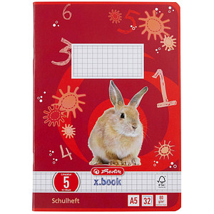 4008110340050 - Schulheft 340059 xbook Lineatur 5   kariert A5  80g rot 32 Blatt   64 Seiten 4008110340050 Herlitz