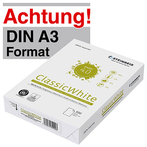 STEINBEIS Recyclingpapier ClassicWhite DIN A3 80 g/qm 500 Blatt STEINBEIS Recyclingpapier ClassicWhite DIN A3 80 g/qm 500 Blatt
