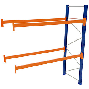 4058255107742 - Schulte Lagertechnik Palettenregal Anbauregal B 2786 x T 1100 x H 3000 mm 3 Ebenen Palettengewicht bis 800 kg Feldlast 5395 kg blau orange 4058255107742 - Schulte Lagertechnik Palettenregal Anbauregal B 2786 x T 1100 x H 3000 mm 3 Ebenen Palettengewicht bis 800 kg Feldlast 5395 kg blau orange