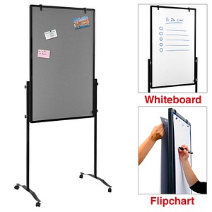 Legamaster mobiles Whiteboard 3in1 PREMIUM PLUS Multiboard 76 x 120 cm grau#!#weiß emaillierter Stahl