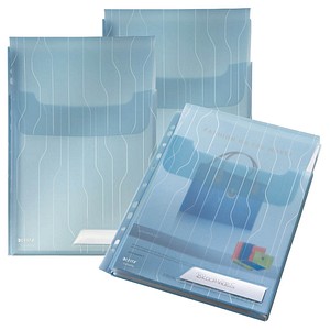 3 LEITZ Organisationshüllen CombiFile Maxi DIN A4 blau genarbt 0,20 mm